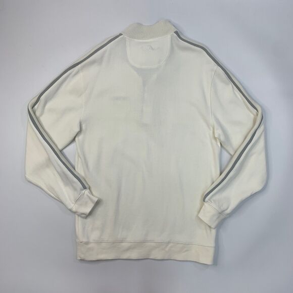 Straight Down Sweatshirt Mens L Large Bone White Quarter Snap Button Cotton Golf - Picture 8 of 10